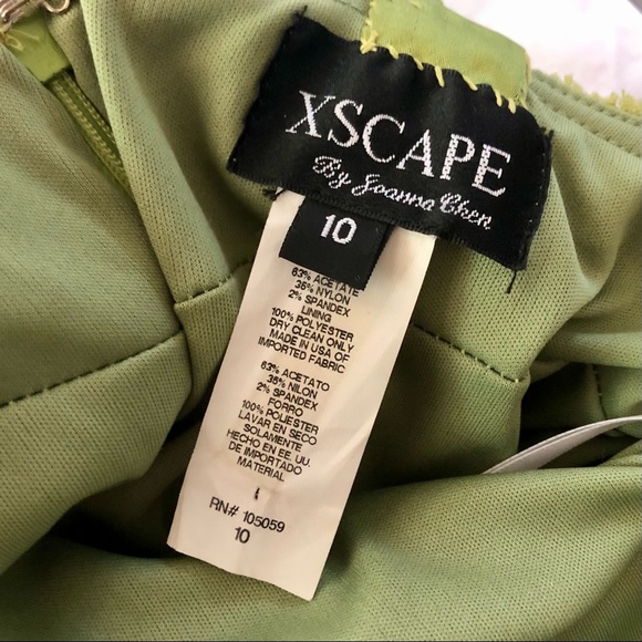 [Xscape by Joanna Chen] Stunning Chartreuse Ruched Party Dress - Picture 5 of 7